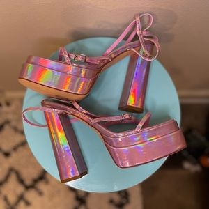 vivianly Open Toe Platform Ankle Strap Sandals Block High Heels for Women